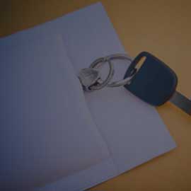 Car key in envelope