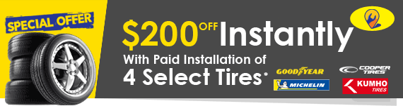 $200 off Instantly with Paid Installation of 4 Select Tires. Cooper Tires, Michelin, Goodyear, and more!